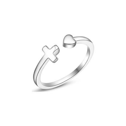 Valentine's Gift Adjustable Ring for Women and Girls I Copper Crystal Platinum Plated Ring-Silver