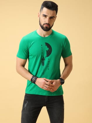 Screen Print Black Crew Neck T-Shirt-S