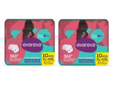 Evereve Ultra Absorbent Disposable Period Panties, Xl-Xxl, 2X10's Pack, 0% Leaks, Sanitary Protection For Women & Girls, Maternity Delivery Pads, 360? Protection, Postpartum & Overnight Use, Heavy Flow