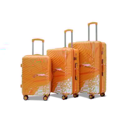 AMERICAN TRAVELLER Urban Kingdom 8802  3-Piece Polycarbonate Luggage Set with 360 Dual Wheels, TSA Lock & Expandable Design  Stylish, Lightweight & Durable (1, Orange)