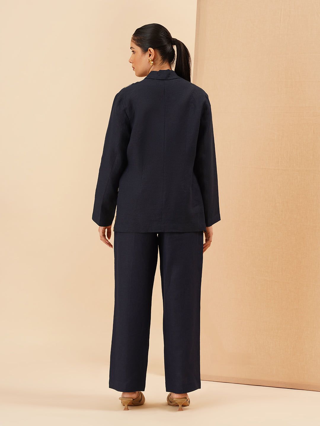 Navy Blue Cappadocia Shrug Co-Ord Set-XS / XS