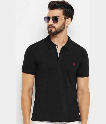 XFOX Pack of 1 Cotton Blend Regular Fit Solid Half Sleeves Men's Polo T Shirt ( Black )