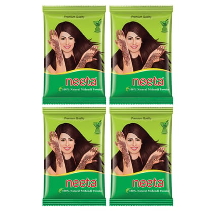 Neeta Mehendi Powder 150g Pack of 4, 100% Natural Henna Mehandi Powder for Hair, Hand & Feet