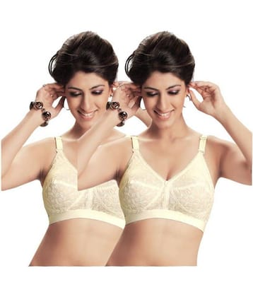 Eve's Beauty Pack of 2 Cotton Non Padded Women's Bralette Bra ( Beige )