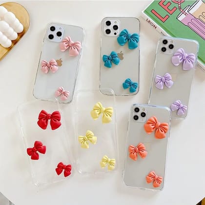3D Cute Bow Custom Slim Soft Case-1 Center Bow / Baby Pink