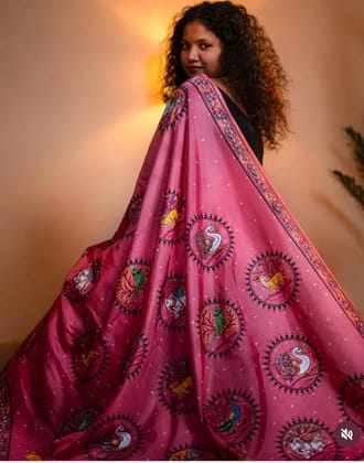 Rani Pink 'Jeevika' Tussar Silk Saree