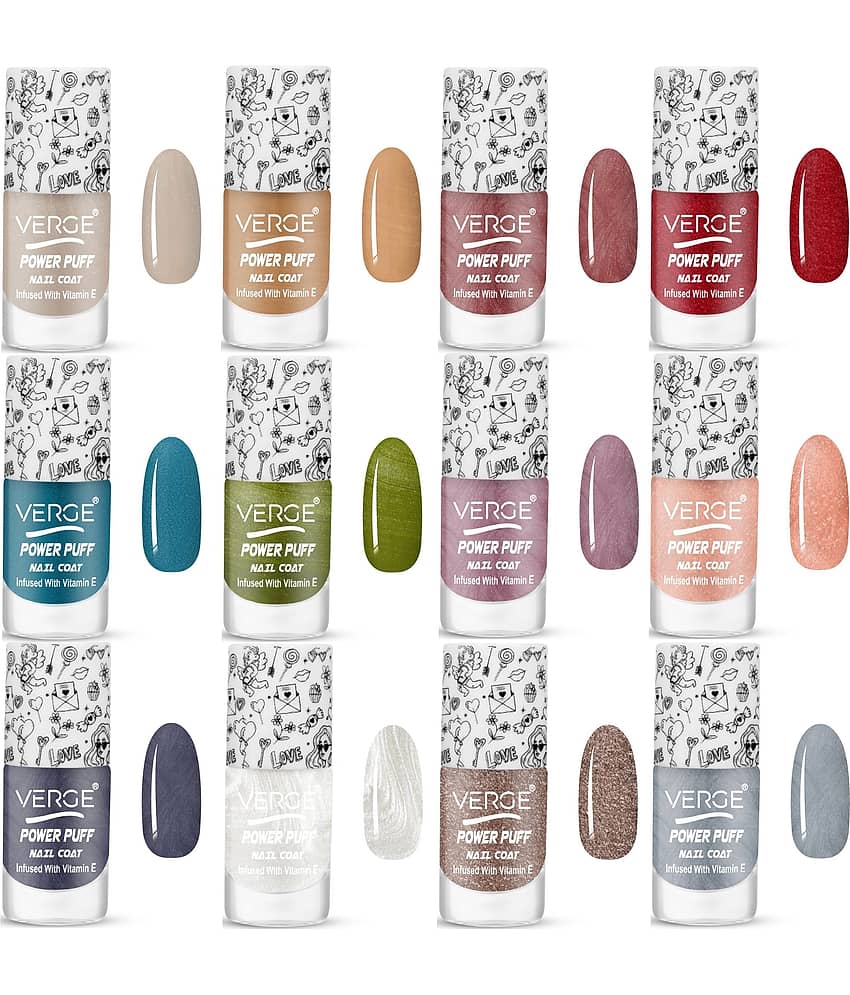 Verge Multi Nail Polish Kit With Trendy Shades, Chip-Resistant Formula (Pack of 12)