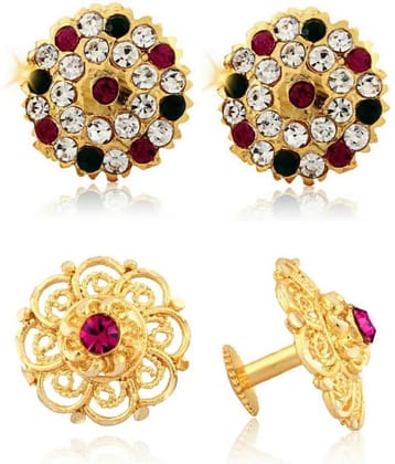 Vighnaharta - Golden Stud Earrings ( Pack of 2 )
