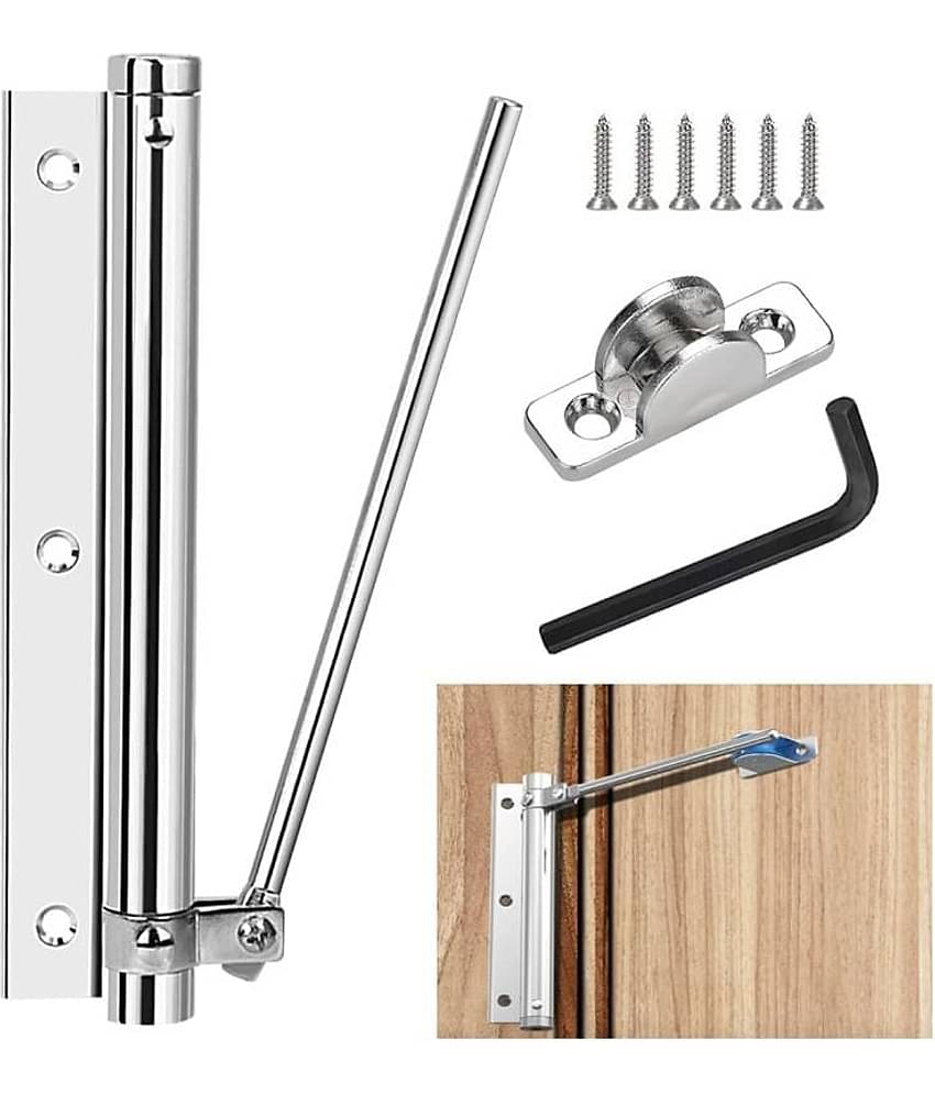 GEEO Spring Door Closers for Light Weight Door, Residential/Commercial Purpose with Fitting Set (Color Silver)