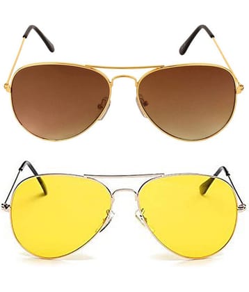 Kanny Devis - Gold Pilot Sunglasses ( Pack of 2 )