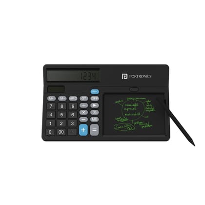 PortronicsRuffpad Calc 2, 5.5 Inches Screen, 12 Digits Layout, Screen Lock, Erase Button (Black)