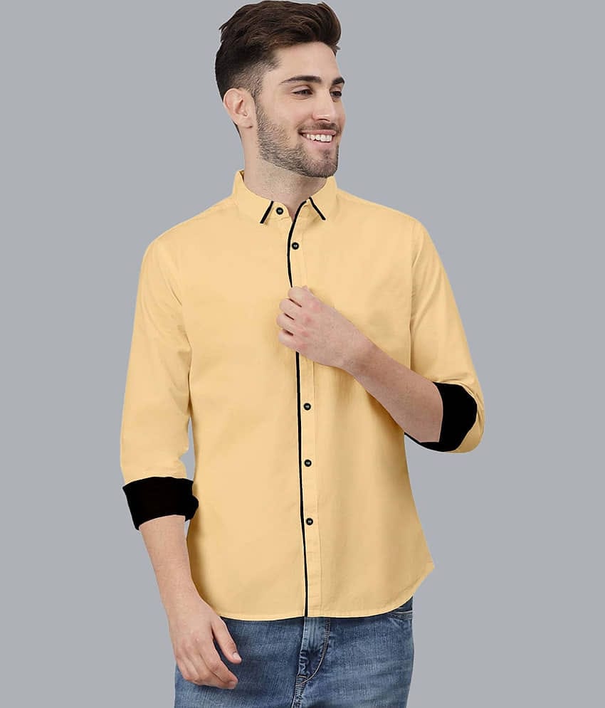 VTEXX Cotton Blend Regular Fit Solids Full Sleeves Men's Casual Shirt - Beige ( Pack of 1 )