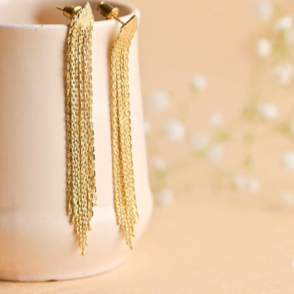 Handcrafted Brass Long Chain Earring