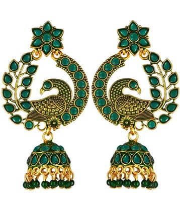 FASHION FRILL - Green Drop Earrings ( Pack of 1 )