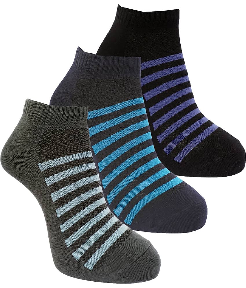 Dollar - Cotton Men's Striped Multicolor Ankle Length Socks ( Pack of 3 )