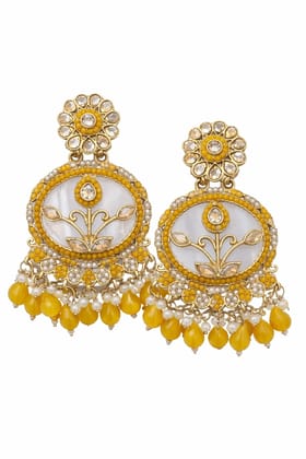 Indian Shringar Kundan Statement Earrings | MOP Floral Design with Pearl Drops | Ethnic Festive Jewelry Indian Shringar Kundan Statement Earrings | MOP Floral Design with Pearl Drops | Ethnic Festive Jewelry