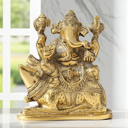 Aluminium Showpiece Ganesh Ji, Height : 8 Inch (ASMAS502 G)