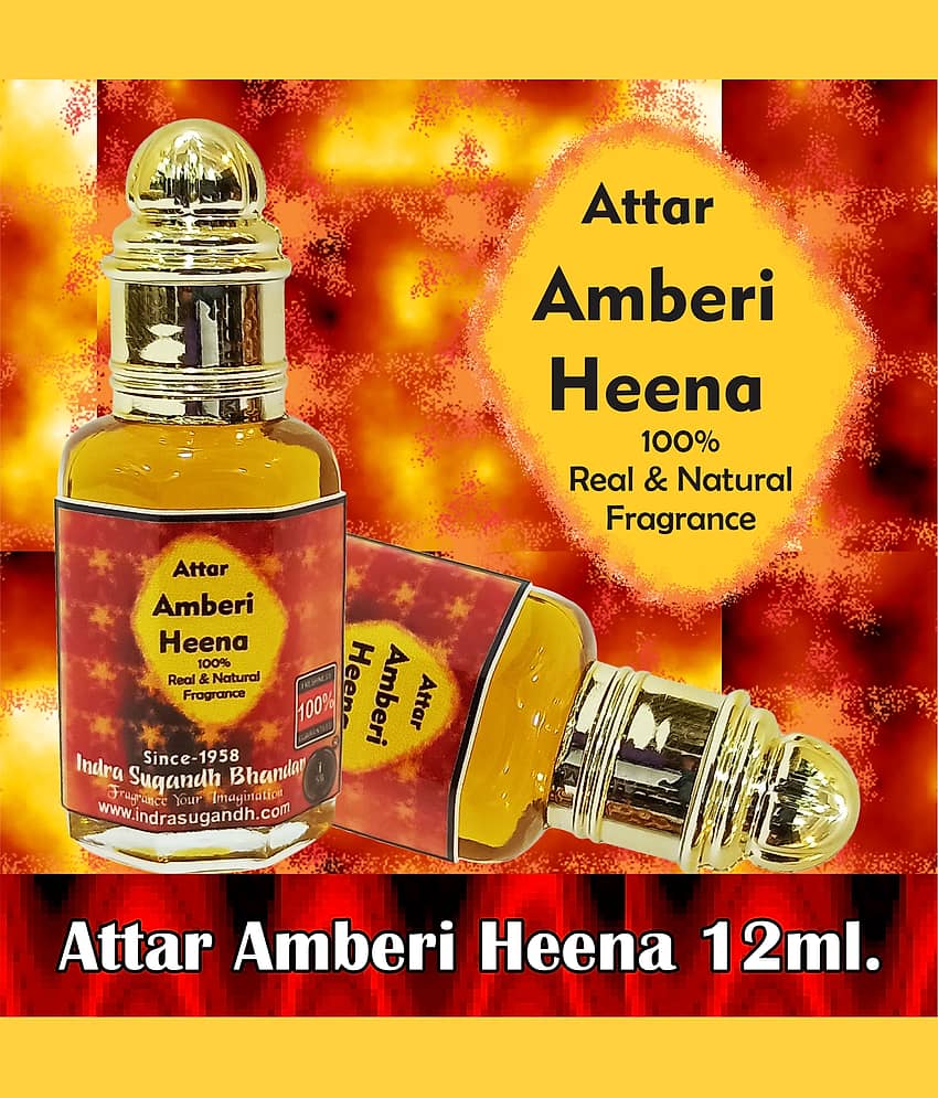 INDRA SUGANDH BHANDAR Attar For Men|Women Amberi Heena Real Kannauji Itra Perfume 24 Hours Long Lasting Fragrance 12ml Rollon Pack