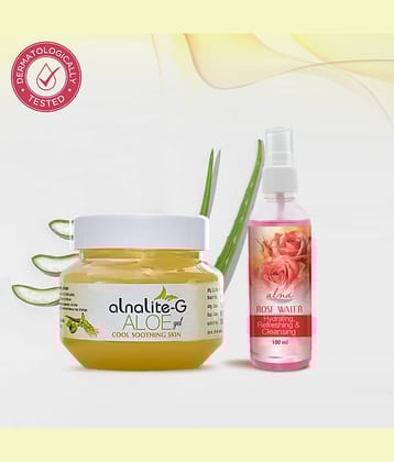 Alna Alnalite-G Aloe Gel 100gm with Rose Water 100ml For All Skin Type , Pack of 2