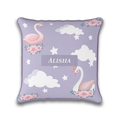 Swan Princess Cushion Cover (kids)-Lilac / 16 Inches / Satin