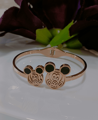 Stainless Steel Rosegold Plated Mickey Mouse Face Kada- STKD 3056