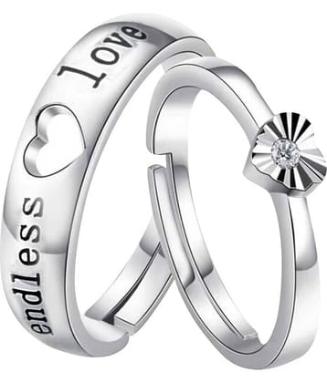 Paola  Adjustable Couple Rings Set for lovers  Silver Plated Solitaire 'Forever Love' Couple ring  for Men and Women-2 pieces