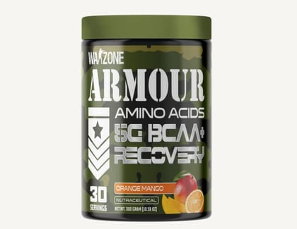 Warzone Nutrition I Armour I Amino Acid I 5C BCAA+ Recovery I Nutraceutical I Orange Mango I 30 Serving I 300 GM