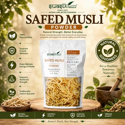 Swasth Arogya Safed Musli Powder - 1 Pack Of Pure Safed Musli Powder (100g)