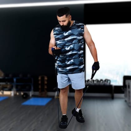 Men's Gym Sleeveless T-Shirt Camouflage Grey - Drifit, Quick Dry Sports Tank Top, Sando Vest