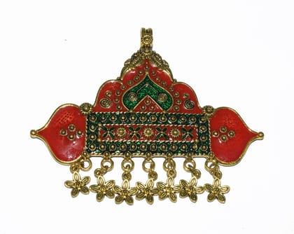 Gold Plated Enamelled Metal Pendant ,(72X94 MM) , BWEP-149-One Pcs / 72X94 MM / Gold