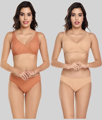 Elina Pack of 2 Cotton Women's Bra & Panty Set ( Multicolor )