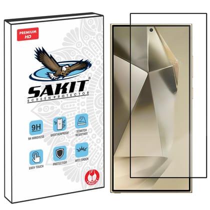 MANTO Sakit Gorilla Tempered Glass Screen Protector For Samsung Galaxy S24 Ultra With Edge-To-Edge Protector And Easy Installation Kit Black