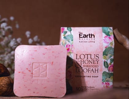 Lotus & Honey Shredded Loofah Exfoliating Soap | SLS & Paraben Free │Cocoa Butter Enriched-100 gms
