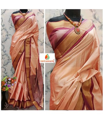 Mysstre Cotton Silk Woven Saree With Unstitched Blouse Piece ( Coral )