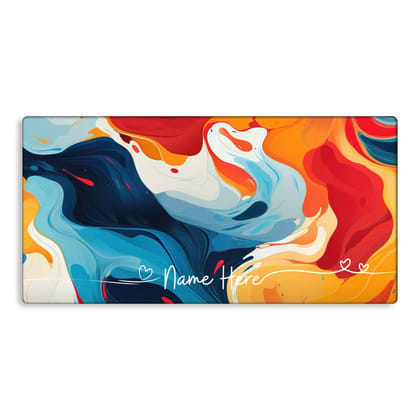 Wrapcart Fluid Waves Custom Name Desk Mat and Gaming Mousepad, 11 x 22 Inch