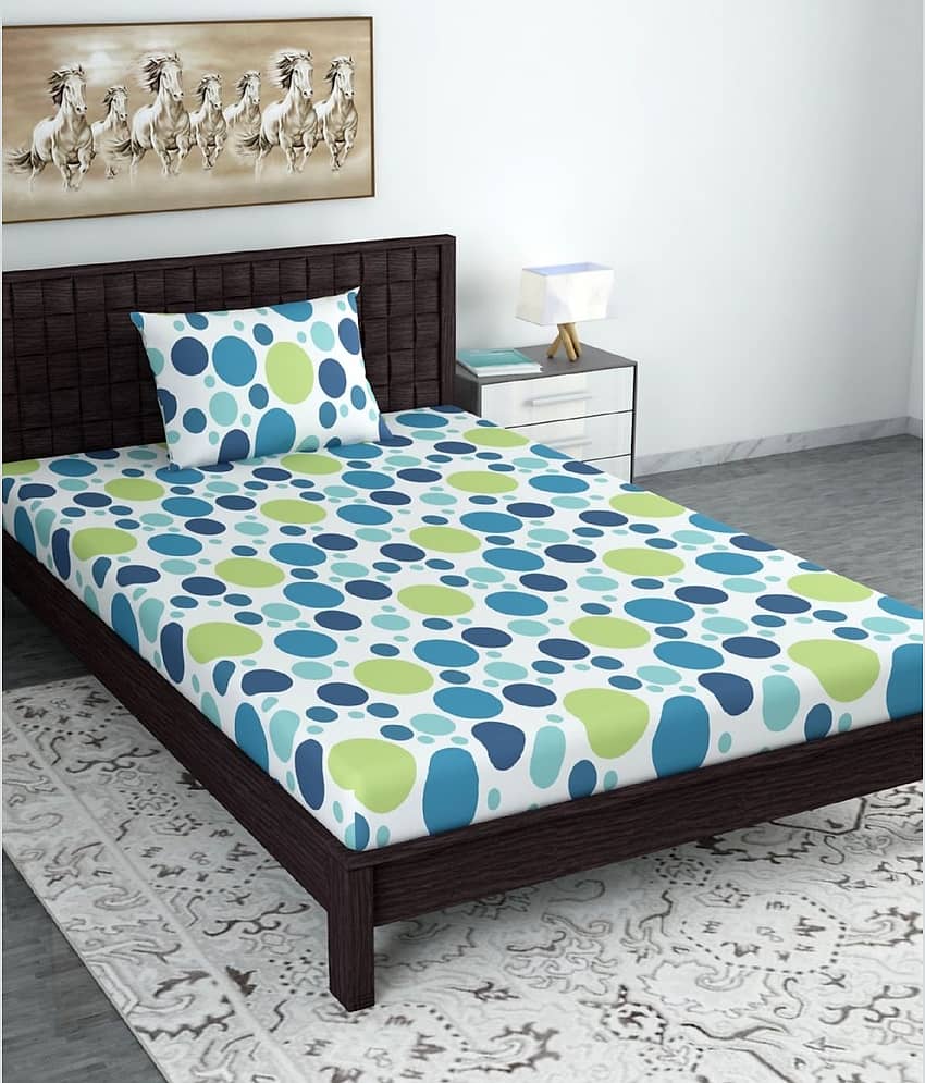 DIVINE CASA Cotton Single Bedsheet ( Blue )