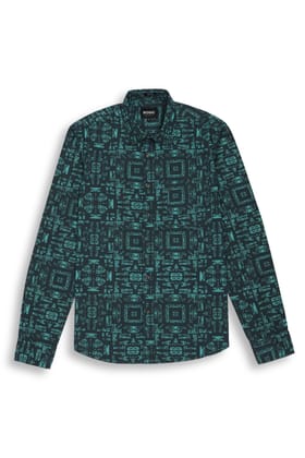 CONTEMPORARY PRINTED SHIRT IN OLIVE-M