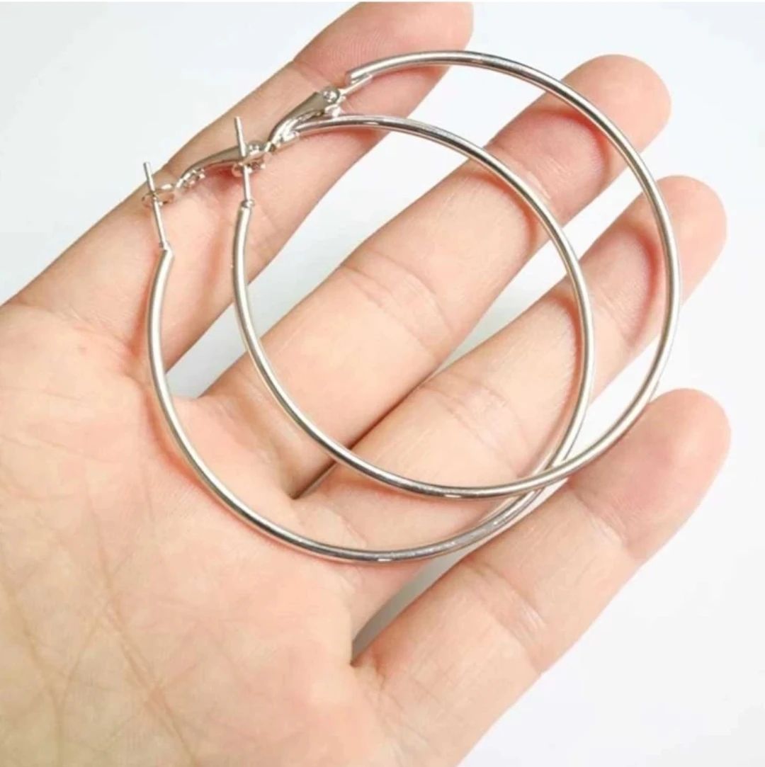 Fancy Silver Bali Coted Cut Light Weight Hoop Bali Earrings for Women & Girls