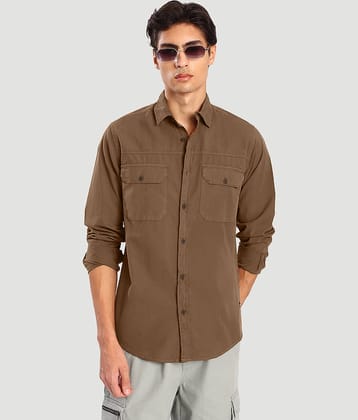 Bene Kleed 100% Cotton Regular Fit Solids Full Sleeves Men's Casual Shirt - Brown ( Pack of 1 )
