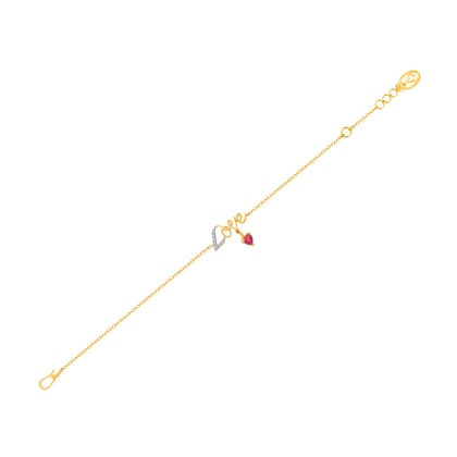 Senco Gold 14K Yellow Gold Artistic Love Diamond Bracelet (Gold Weight - 2.2 g / 0.07 carat / GH-VS)