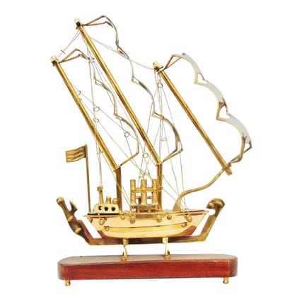Premium Brass Nautical Ship Showpiece – Table Decor Model, Height : 15 Inch (MRMAS128 B)