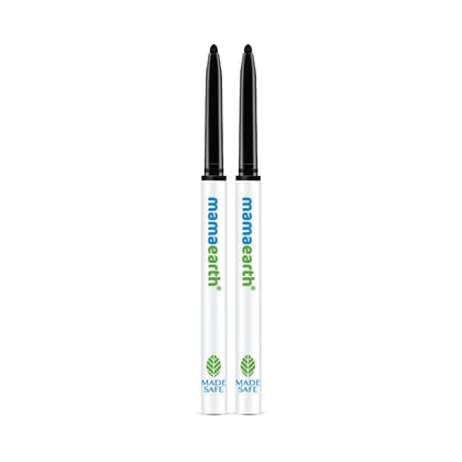 Mamaearth Charcoal Black Long Stay Natural Kajal Pencil With Vitamin C & Chamomile For 11-Hour Smudge-Free Stay - 0.35 Gm (Pack Of 2) Mamaearth Charcoal Black Long Stay Natural Kajal Pencil With Vitamin C & Chamomile For 11-Hour Smudge-Free Stay - 0.35 G