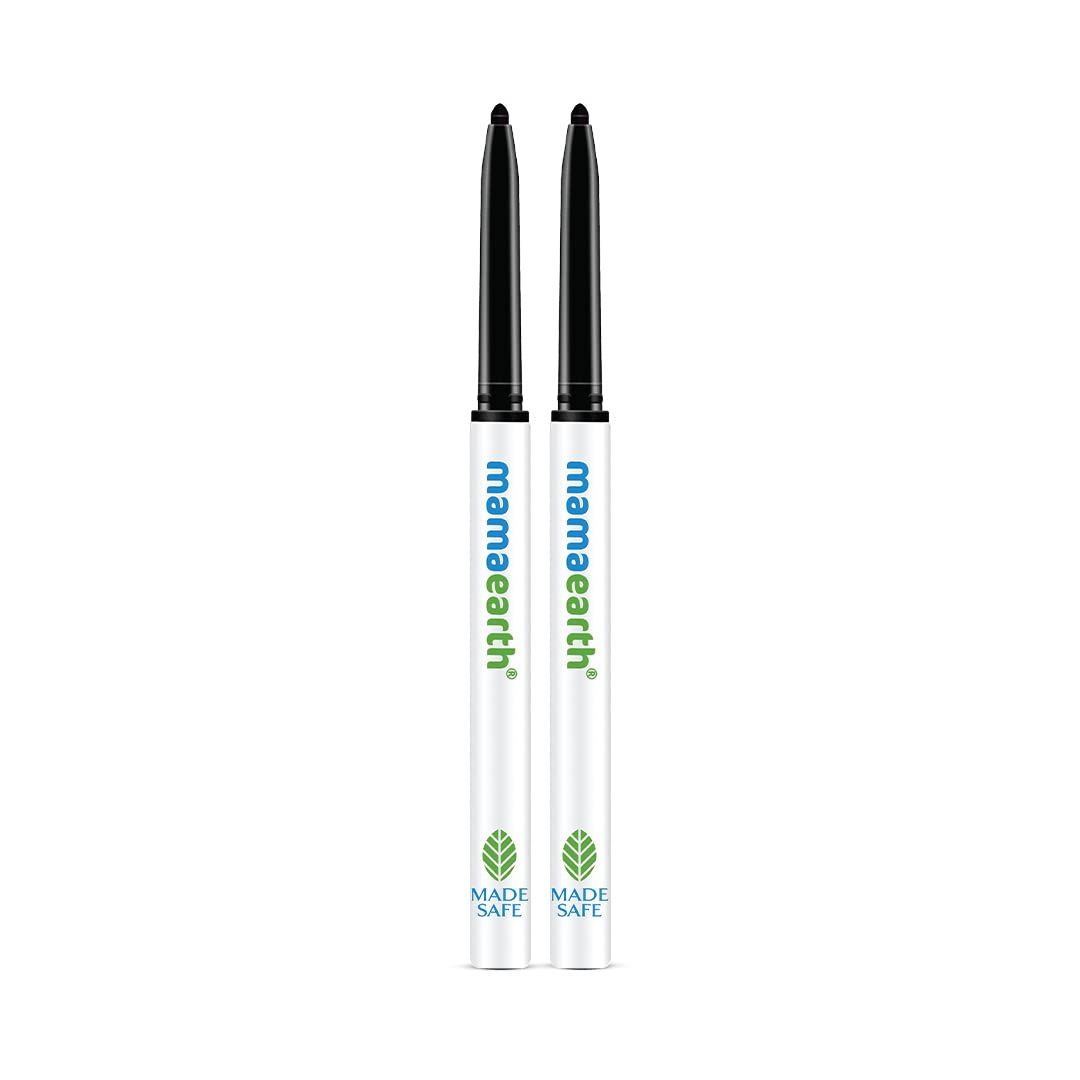 Mamaearth Charcoal Black Long Stay Natural Kajal Pencil With Vitamin C & Chamomile For 11-Hour Smudge-Free Stay - 0.35 Gm (Pack Of 2) Mamaearth Charcoal Black Long Stay Natural Kajal Pencil With Vitamin C & Chamomile For 11-Hour Smudge-Free Stay - 0.35 G
