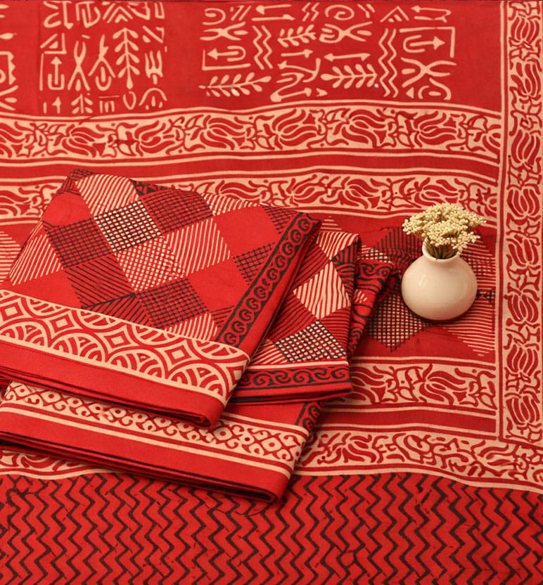 Handcrafted Dabu Print Cotton Dress Material – 3 Piece Set