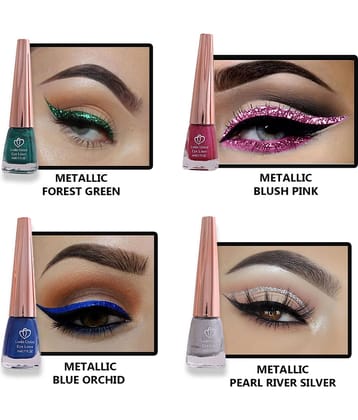 Looks United - Green Metalic Eye Liner Liquid ( Pack of 4 )