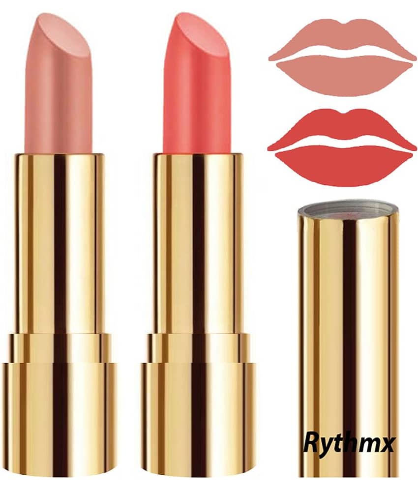 Rythmx Peach,Peach Matte Creme Lipstick Long Stay on Lips Multi Pack of 2 8 g