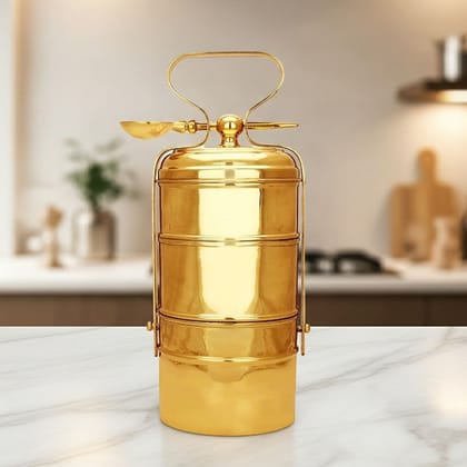 Brass Lunch Box, Tiffin Box (ZMAS575 D)