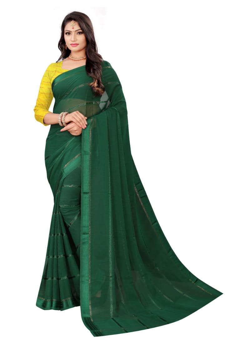 Generic Women's Georgette Silk Saree (Green, 5 - 6 Mtrs)