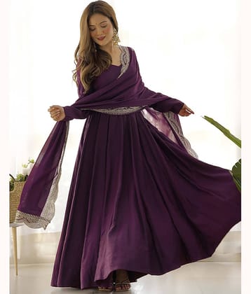 kedar fab Wine Anarkali Georgette Women's Stitched Ethnic Gown ( Pack of 1 )
