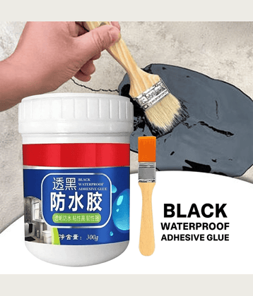 Black Waterproof Adhesive Glue 300g | Multi-Purpose Sealant Paste with Brush | Leak Repair & Crack Filling Utility Tool
